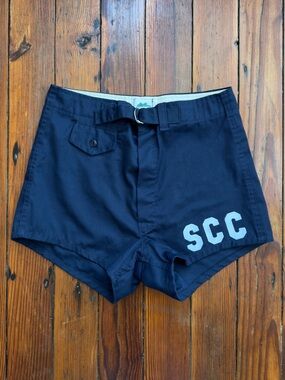 Vtg 60s Maple Athletic Sportswear navy blue boys/mens country club swim trunks